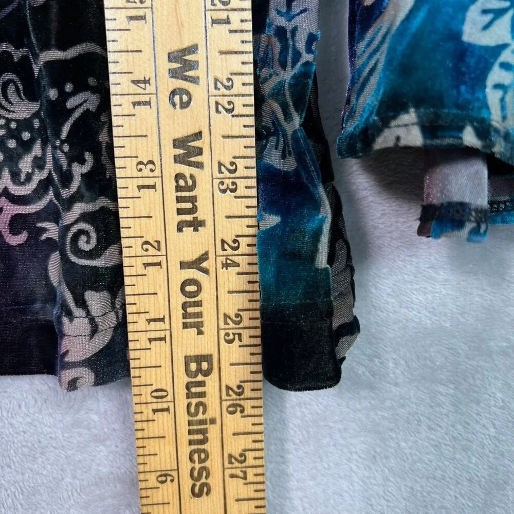 Vintage Y2K Coldwater Creek Velvet Burnout Top Floral Paisley Fairy Whimsigoth L - Picture 8 of 8